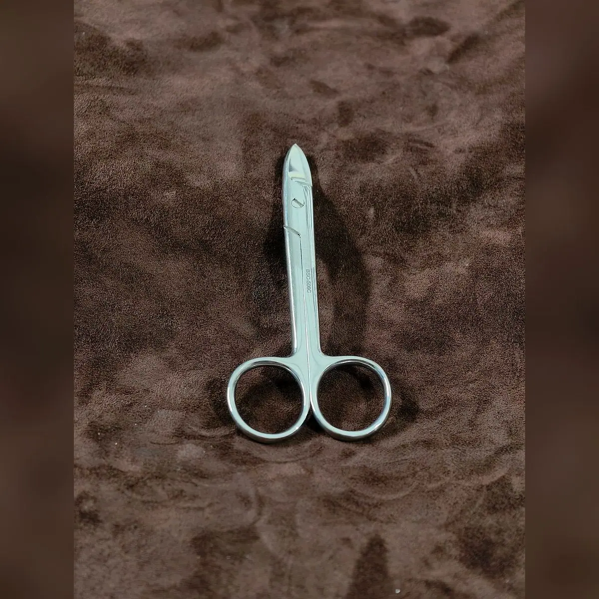 Crown Scissors by Morbella Instruments — closed, front view, photographed at the Sialkot workshop