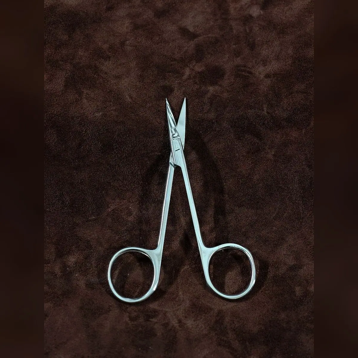 Iris Scissors, J2 Polish (Special) by Morbella Instruments — blades open, photographed at the Sialkot workshop