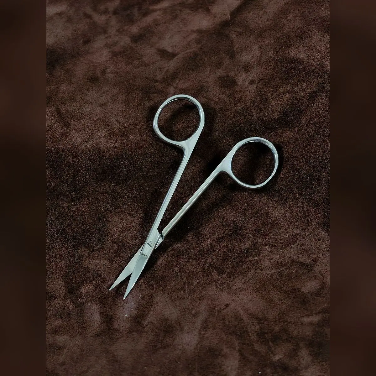Iris Scissors, J2 Polish (Special) by Morbella Instruments — diagonal view, open, photographed at the Sialkot workshop