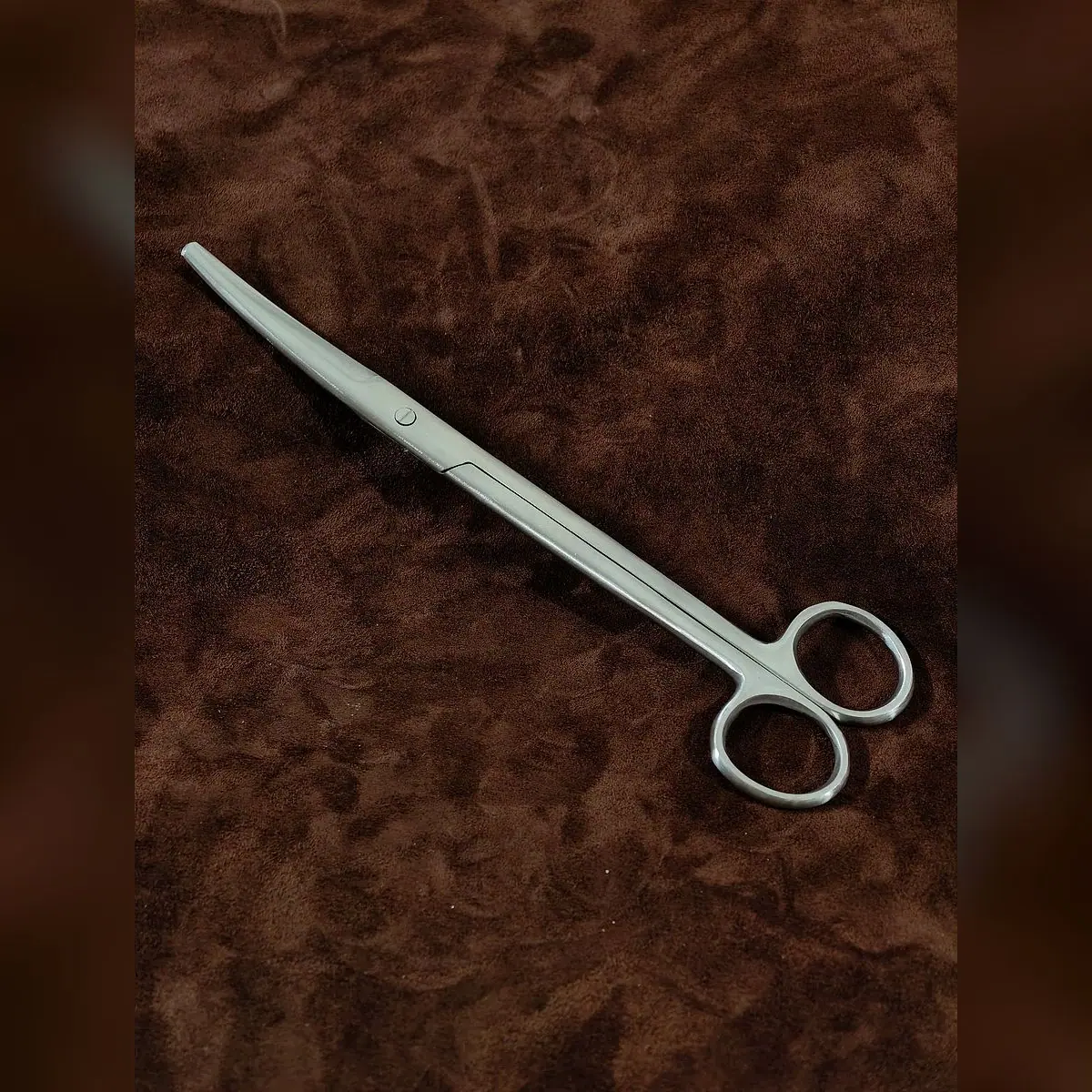 Mayo Scissors 7-Inch by Morbella Instruments — diagonal view, photographed at the Sialkot workshop