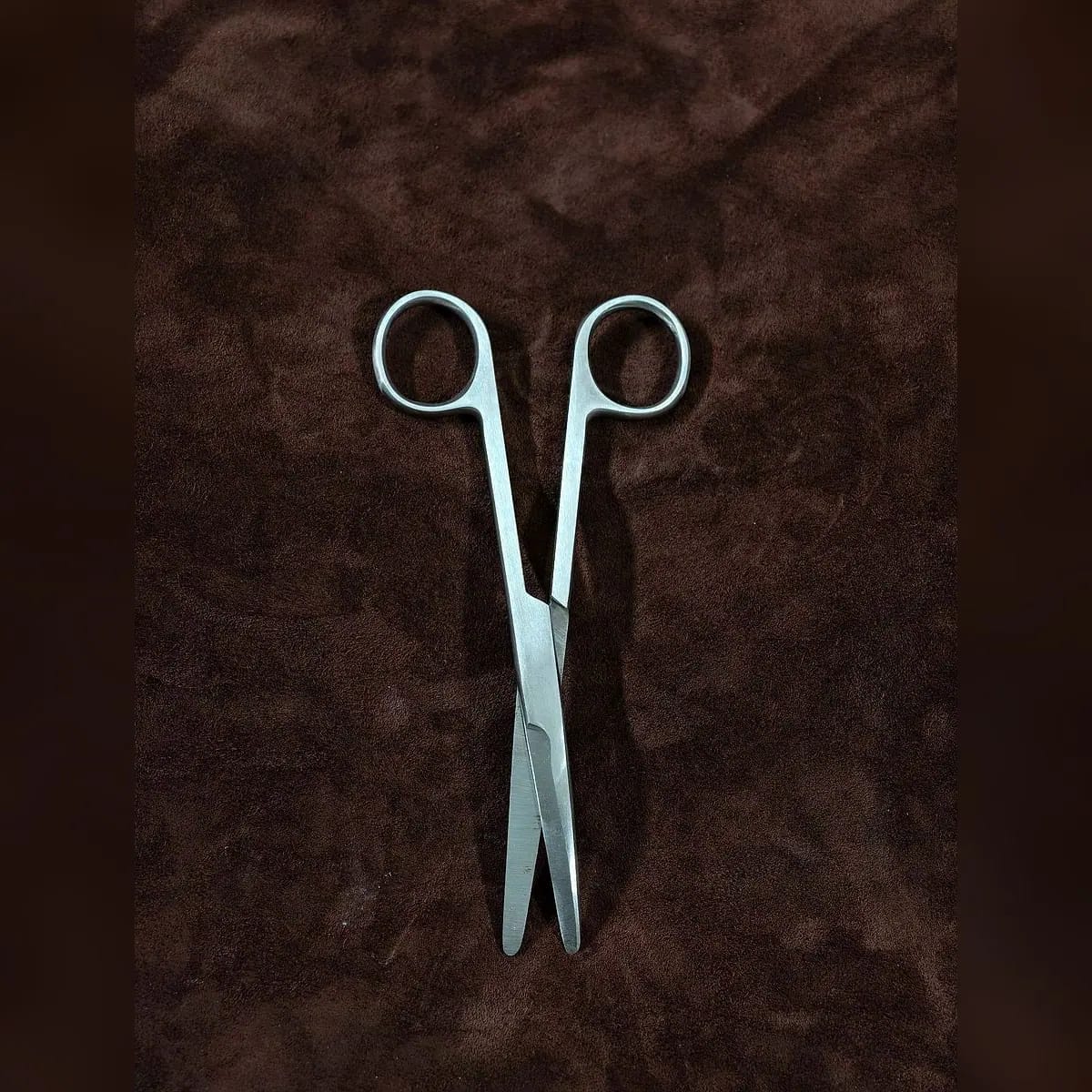 Mayo Scissors, Straight by Morbella Instruments — closed, front view, photographed at the Sialkot workshop