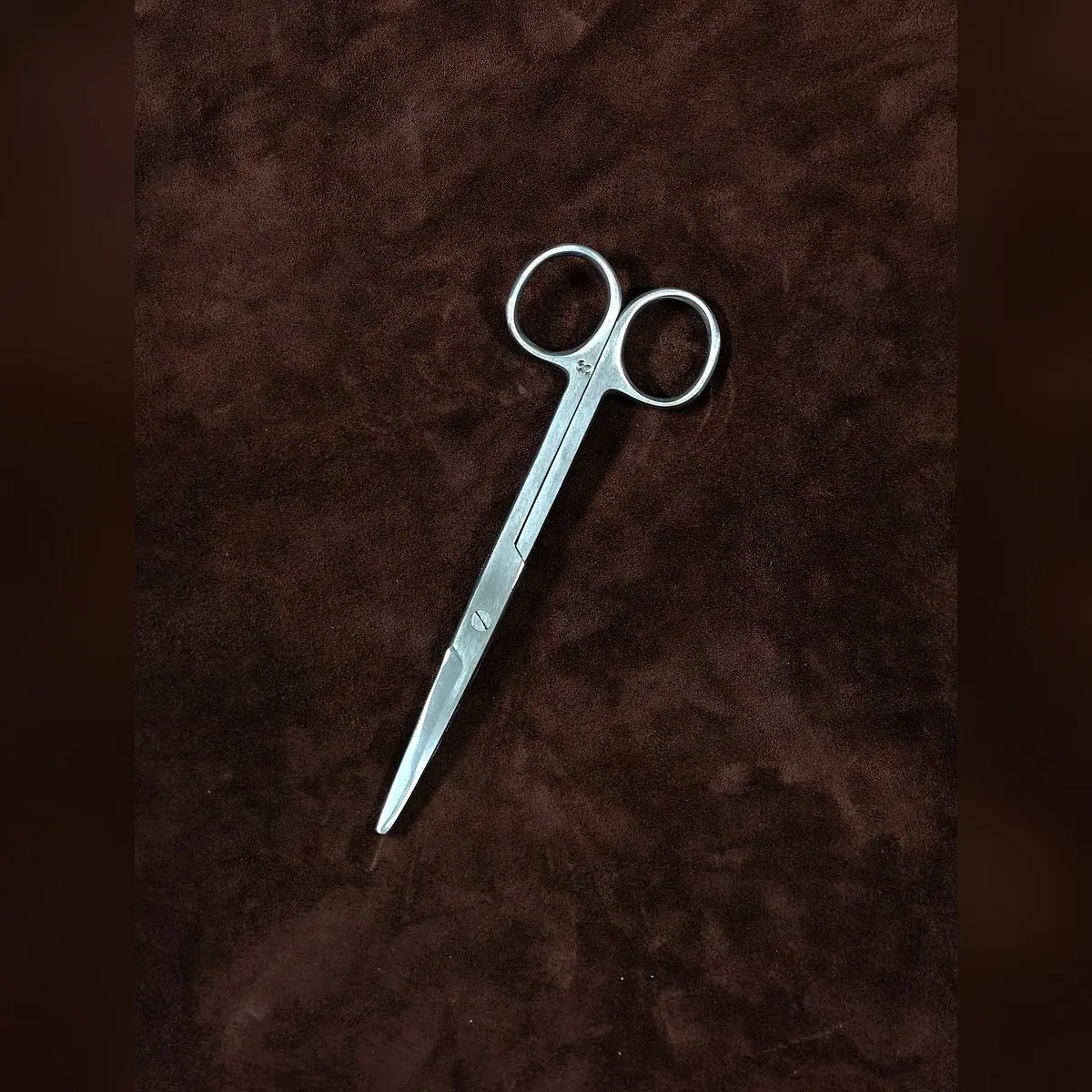 Mayo Scissors, Straight by Morbella Instruments — diagonal view, photographed at the Sialkot workshop