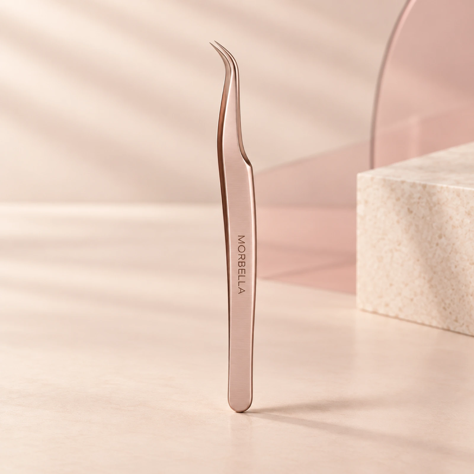 Curved Lash Tweezers by Morbella Instruments — representative product image with MORBELLA laser mark